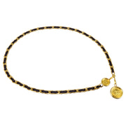 Chanel Gold Black Medallion Chain Belt 94P Small Good