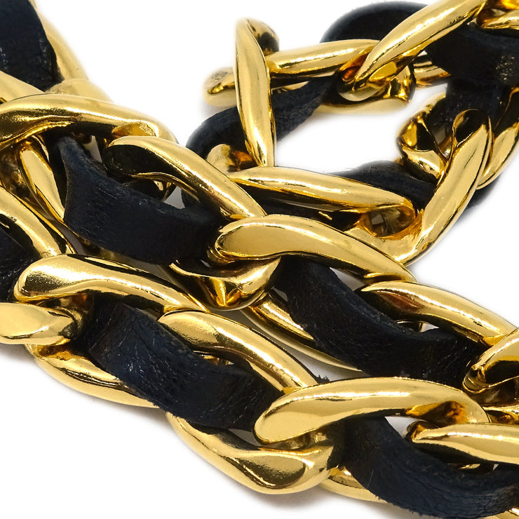 Chanel Gold Black Medallion Chain Belt 94P Small Good