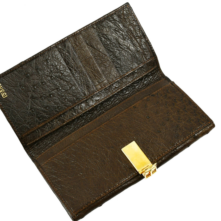 Gucci * Brown Ostrich Wallet