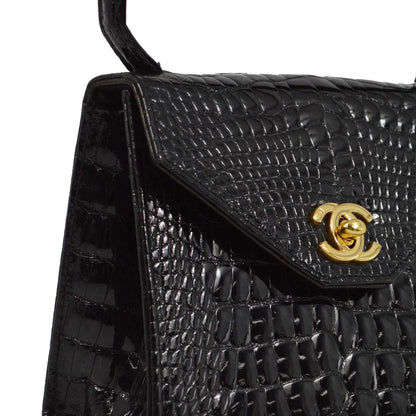 Chanel * 1996-1997 Black Crocodile Handbag