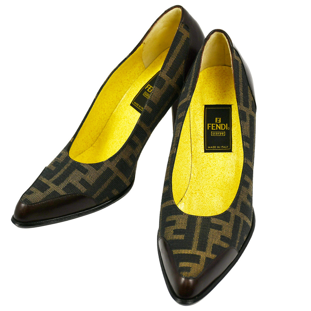 Fendi Brown Zucca Shoes Pumps 36 AMORE Vintage Tokyo