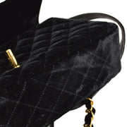 Chanel * Black Velvet Classic Flap Chain Backpack