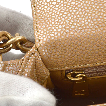 Chanel 2000-2001 Beige Caviar Chain Handbag 18