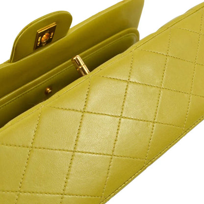 Chanel * 1997-1999 Green Lambskin Medium Classic Double Flap Shoulder Bag