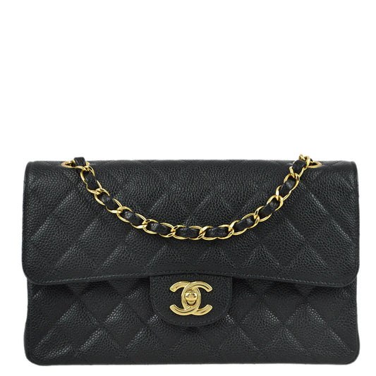 Chanel 2001-2003 Black Caviar Small Classic Double Flap Shoulder Bag