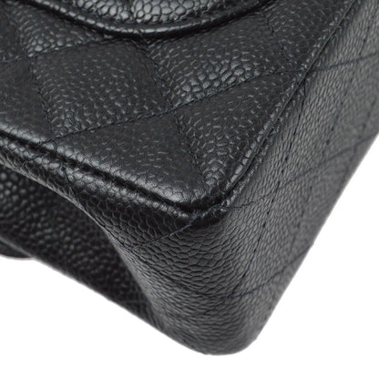 Chanel 2001-2003 Black Caviar Small Classic Double Flap Shoulder Bag