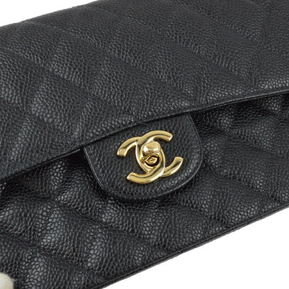Chanel 2001-2003 Black Caviar Small Classic Double Flap Shoulder Bag