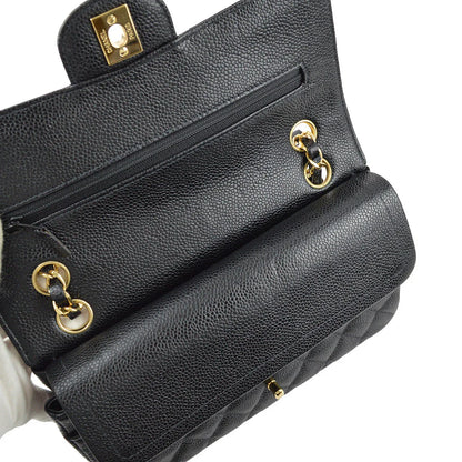 Chanel 2001-2003 Black Caviar Small Classic Double Flap Shoulder Bag