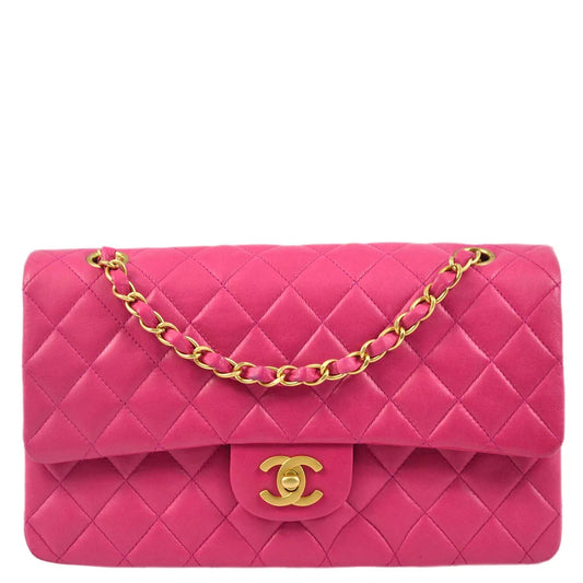 Chanel * 2000-2001 Pink Lambskin Medium Classic Double Flap Shoulder Bag