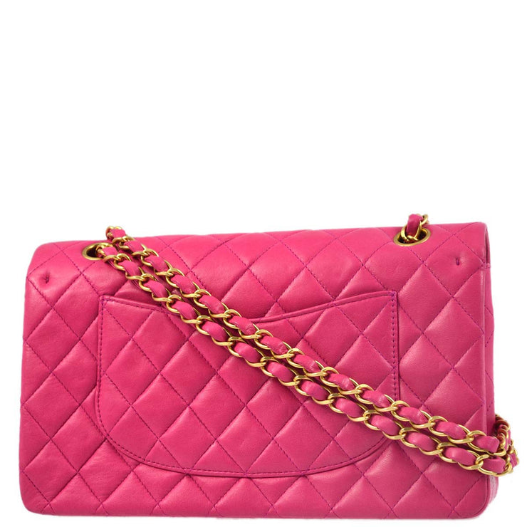 Chanel * Pink Lambskin Medium Classic Double Flap Shoulder Bag