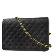 Chanel Black Lambskin Turnlock Medium Half Flap Shoulder Bag