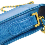 Chanel Light Blue Caviar Chain Shoulder Pochette