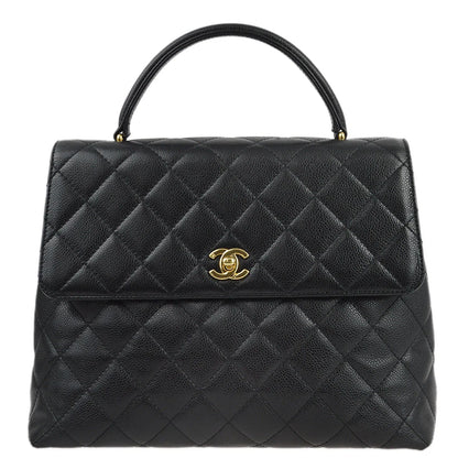 Chanel 2001-2003 Black Caviar Top Handle Handbag