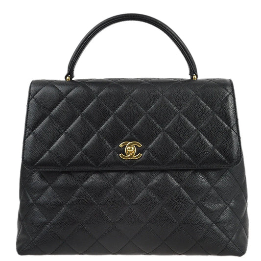 Chanel 2001-2003 Black Caviar Top Handle Handbag