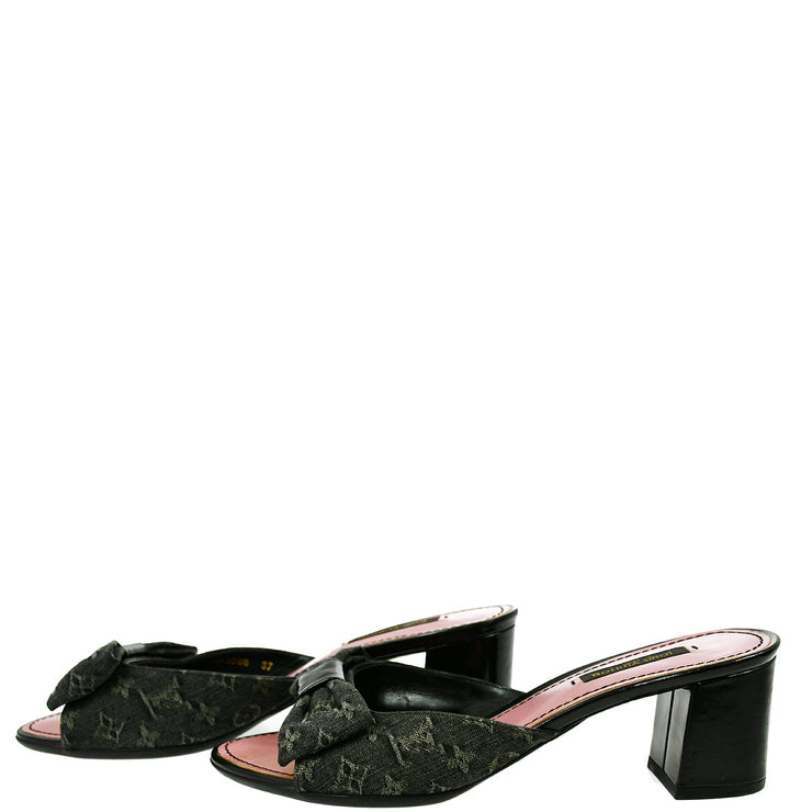 Louis Vuitton * 2008 Black Sandals Mules Shoes #37