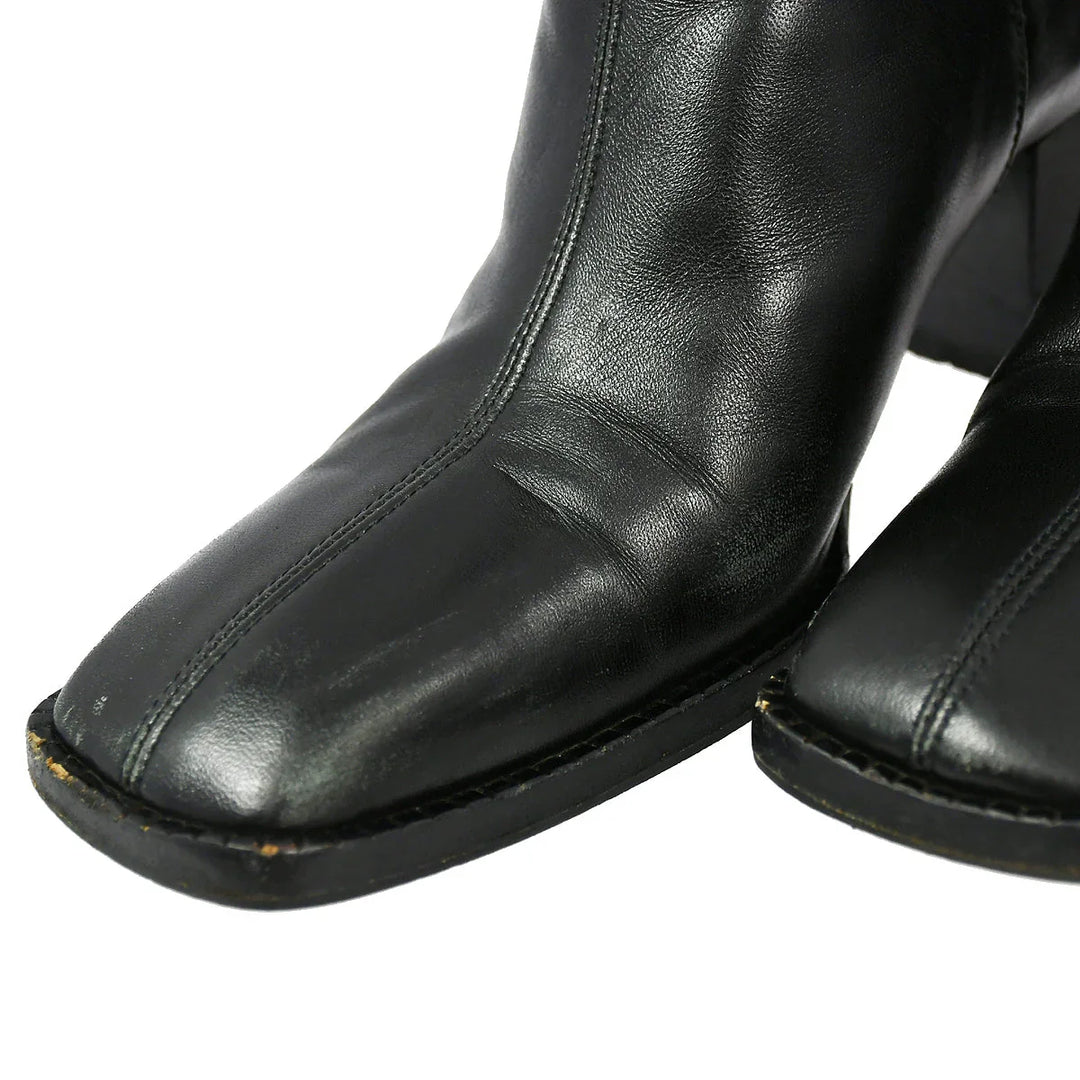 Chanel * Black Leather Short Boots Shoes #36 1/2 – AMORE Vintage Tokyo