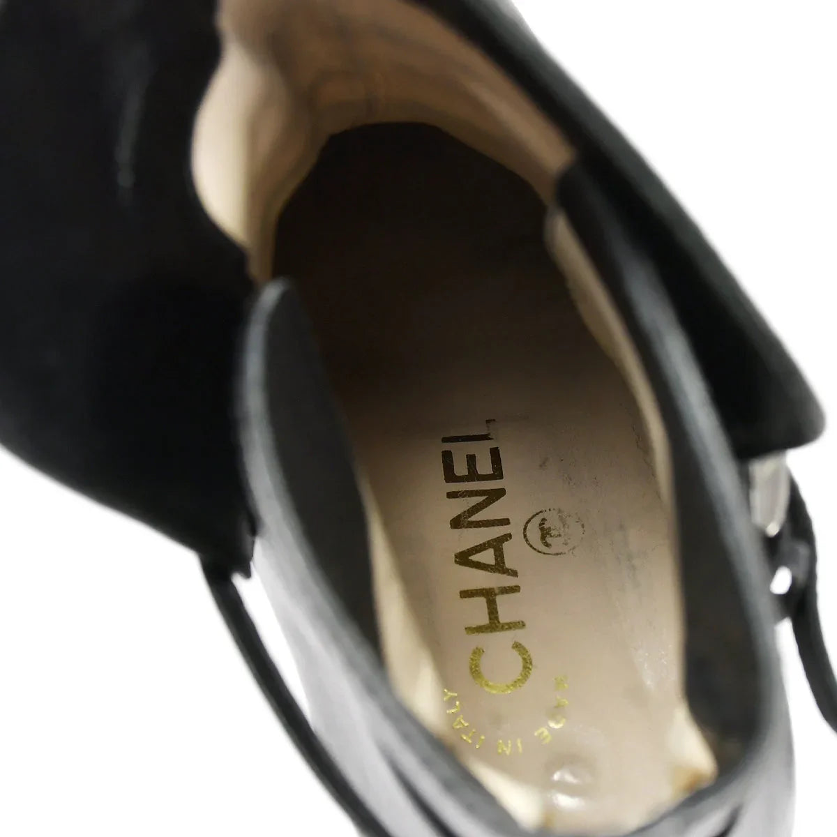 Chanel * Black Leather Short Boots Shoes #36 1/2