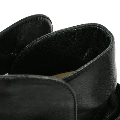 Chanel * Black Leather Short Boots Shoes #36 1/2