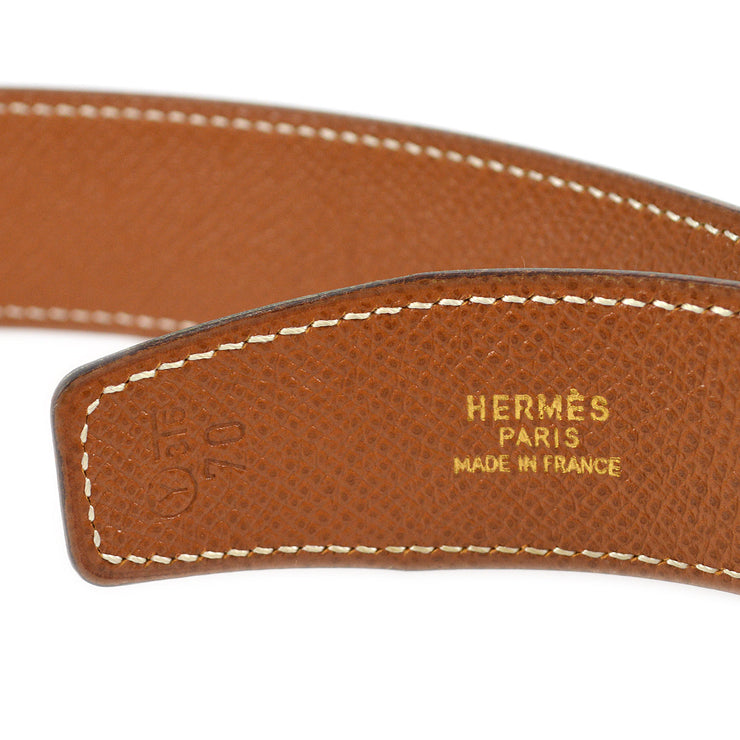 Hermes 1995 Black Box Calf Constance Reversible Belt #70 Small Good
