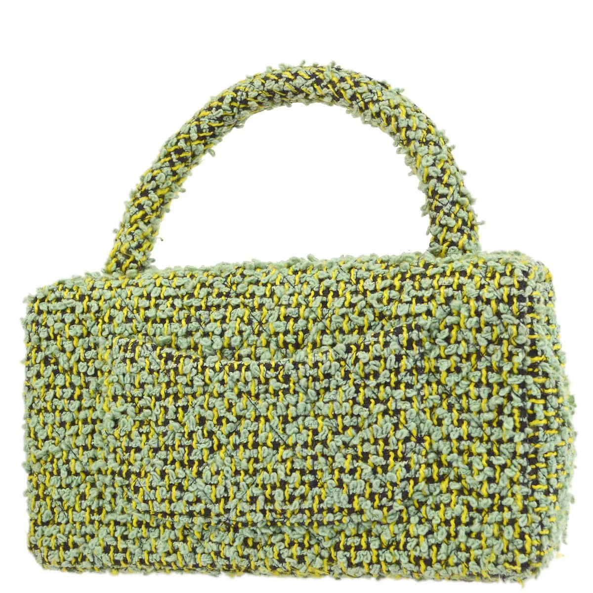 Chanel 1994-1996 Green Tweed Classic Single Flap 2 in 1 Handbag Set