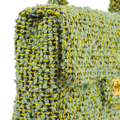 Chanel 1994-1996 Green Tweed Classic Single Flap 2 in 1 Handbag Set