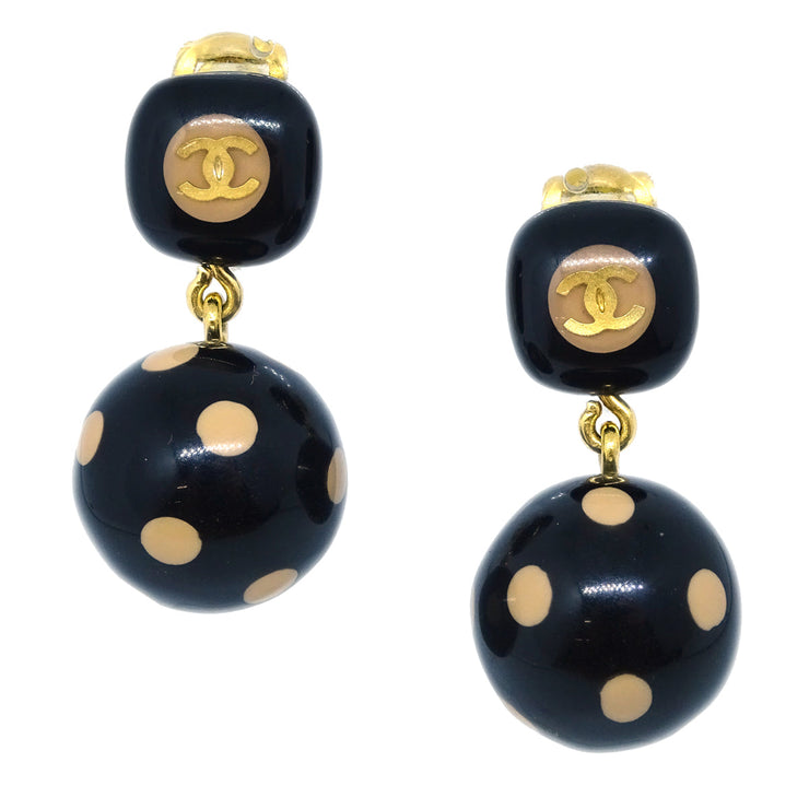 Chanel Dangle Earrings Clip-On Black 00A