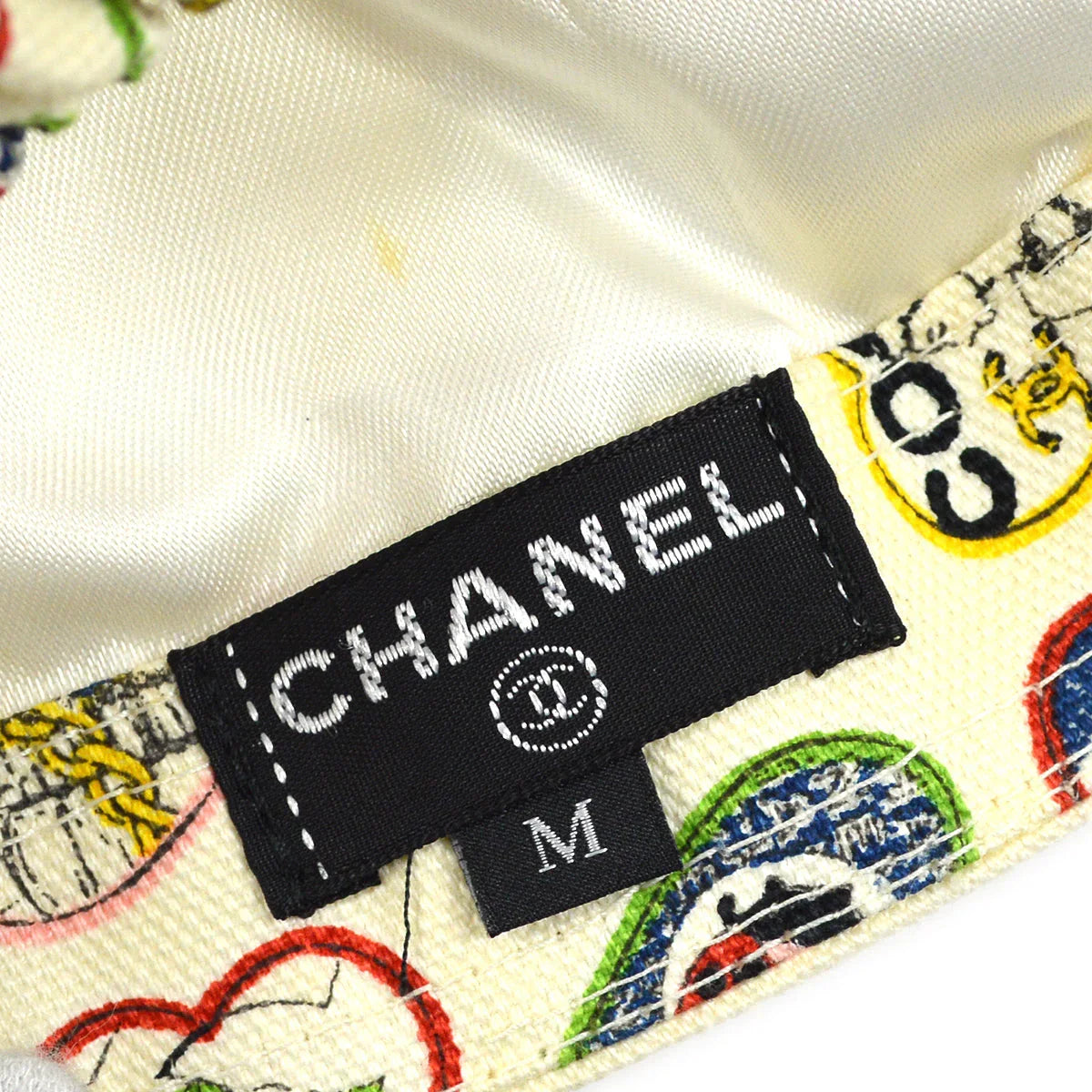 Chanel Ivory Valentine Edition Heart Pattern Cap Hat #M