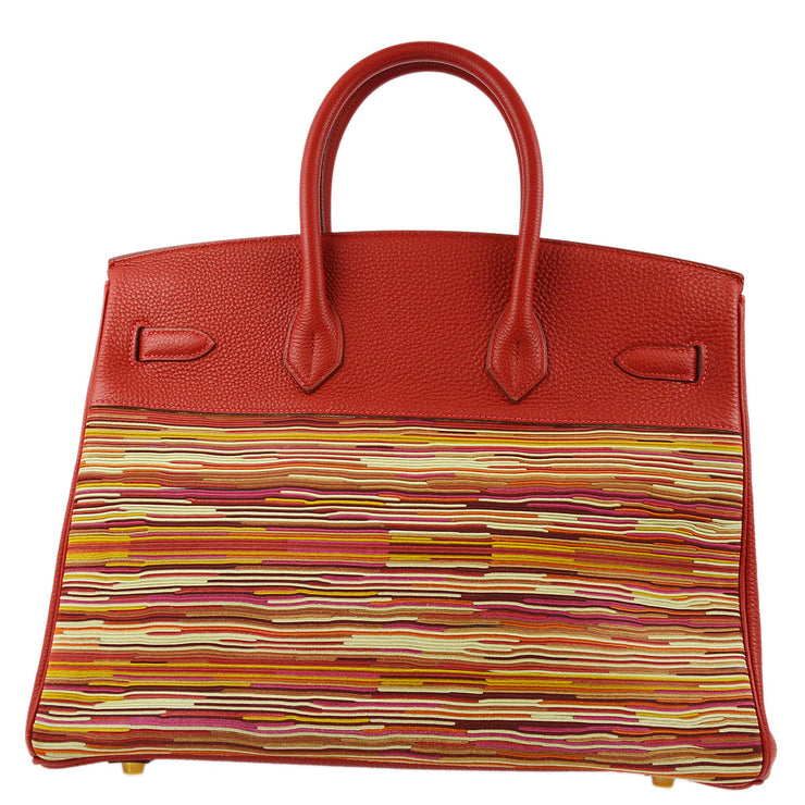 Hermes 2003 Vibrato Togo Red Birkin 35 Handbag