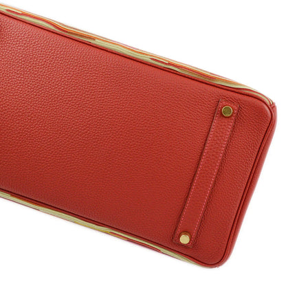 Hermes 2003 Vibrato Togo Red Birkin 35 Handbag