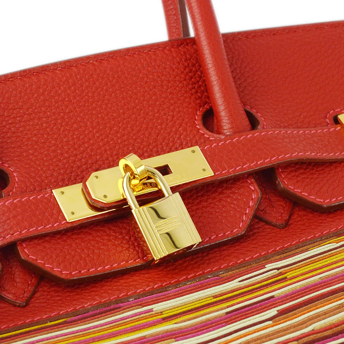 Hermes 2003 Vibrato Togo Red Birkin 35 Handbag
