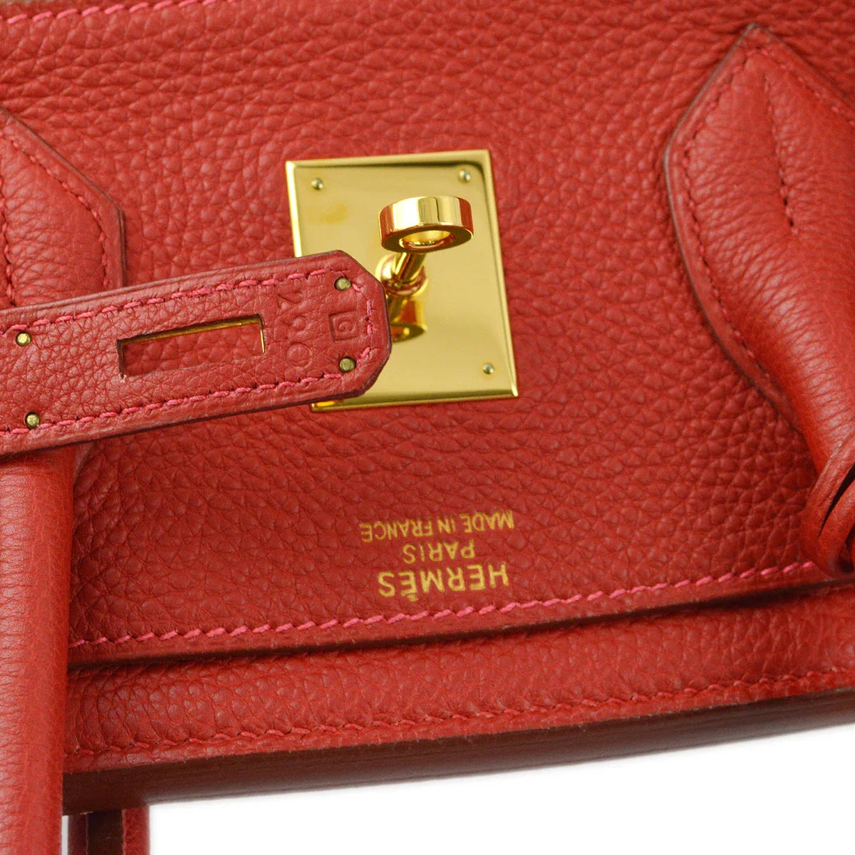 Hermes 2003 Vibrato Togo Red Birkin 35 Handbag