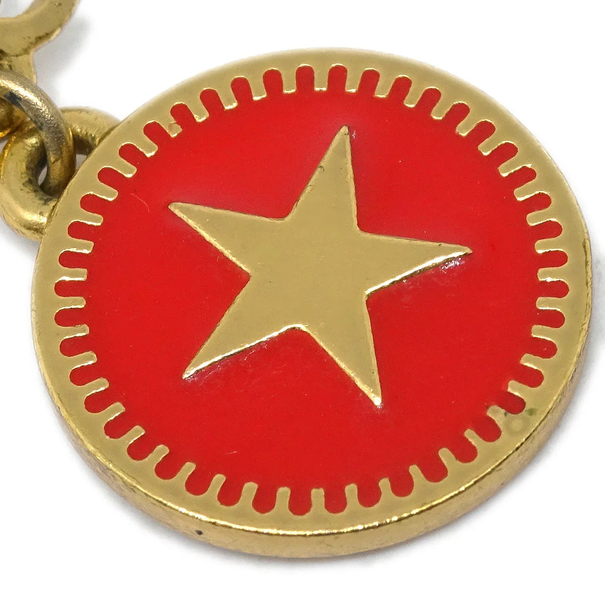 Chanel Star Dangle Piercing Earrings Red 01P