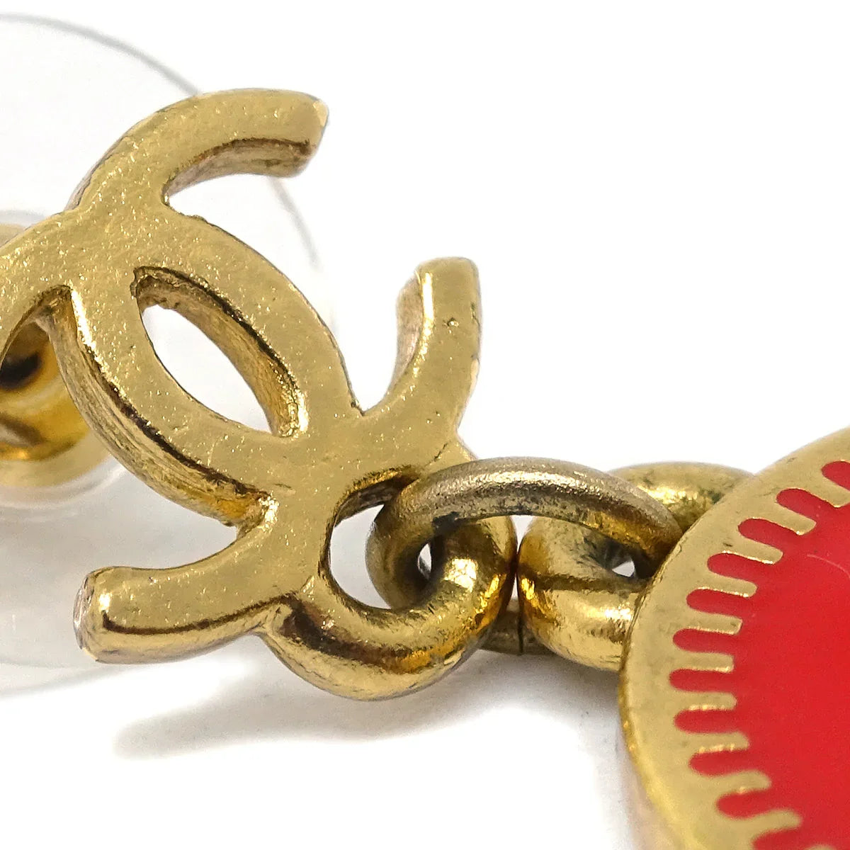 Chanel Star Dangle Piercing Earrings Red 01P