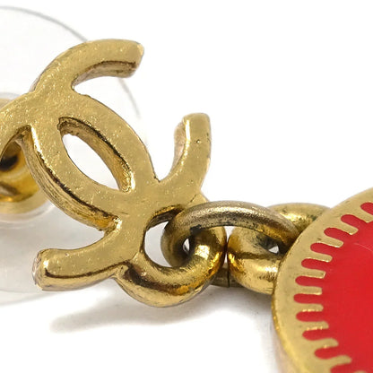 Chanel Star Dangle Piercing Earrings Red 01P