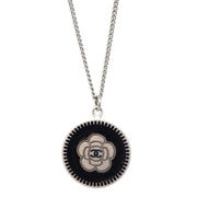 Chanel Camellia Chain Necklace Pendant Silver 06P