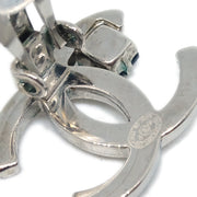 Chanel CC Rhinestone Earrings Clip-On Silver 05P