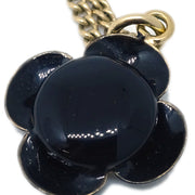 Chanel Camellia Chain Pendant Necklace Gold Black 10P