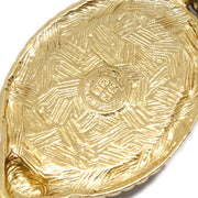 Givenchy Gold Black Fringe Chain Pendant Necklace Stone Rhinestone