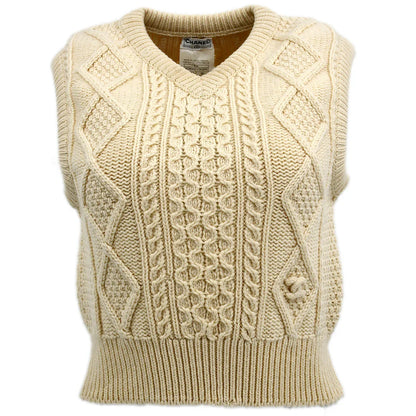 Chanel Vest Sweater Ivory 96A #38