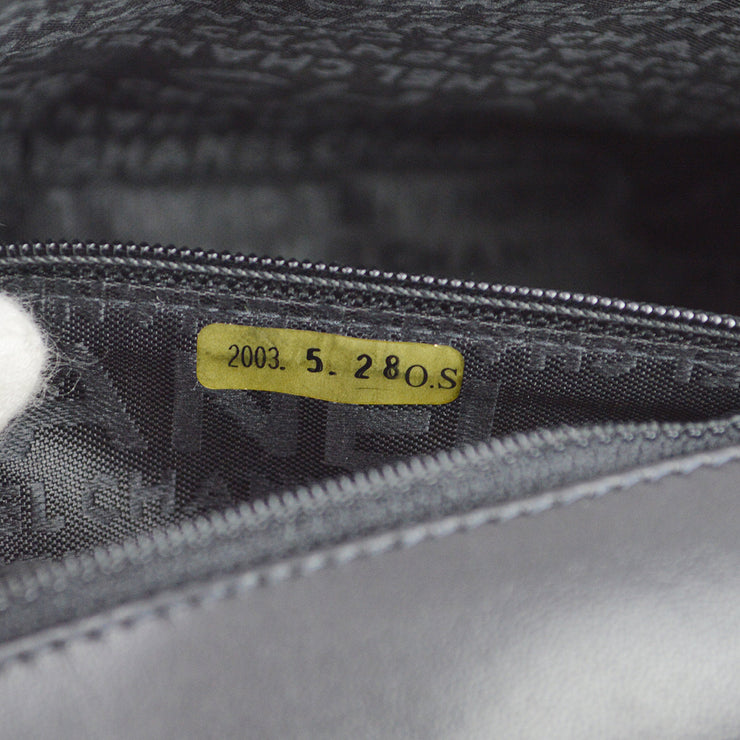 Chanel Black White Silk Lambskin Choco Bar Shoulder Bag