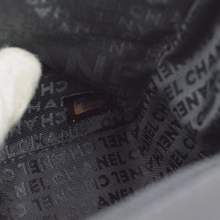 Chanel Black White Silk Lambskin Choco Bar Shoulder Bag