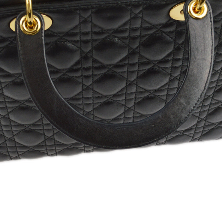 Christian Dior Black Lambskin Lady Dior Cannage Handbag