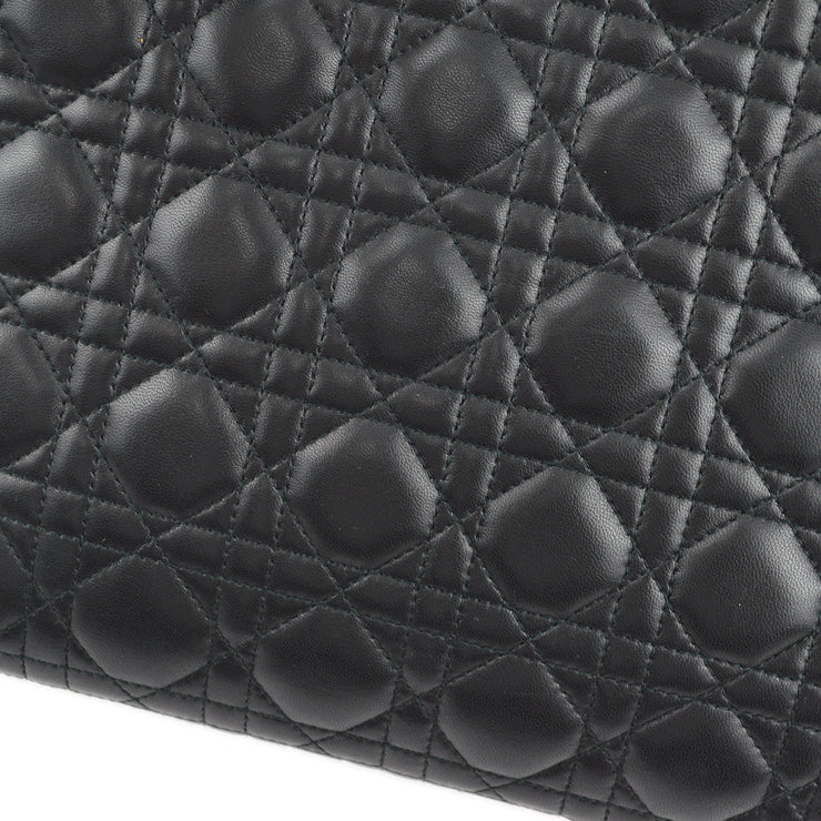 Christian 1999 Dior Black Lambskin Lady Dior Cannage 2way Shoulder Handbag