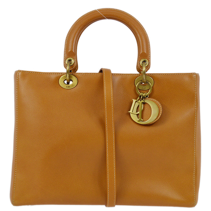 Christian Dior 2002 Brown Lady Dior 2way Shoulder Handbag