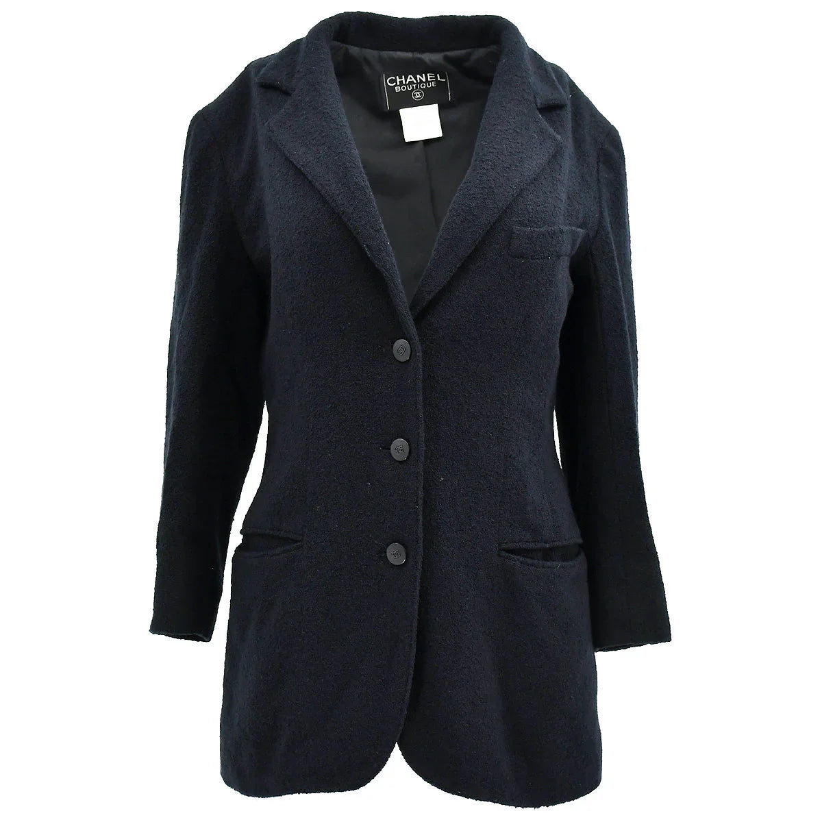 Chanel Single Breasted Jacket Black 98P #38