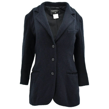Chanel Single Breasted Jacket Black 98P #38