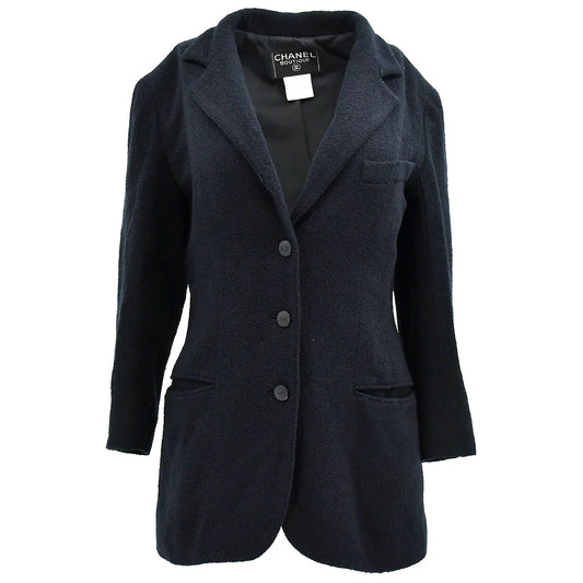 Chanel Single Breasted Jacket Black 98P #38
