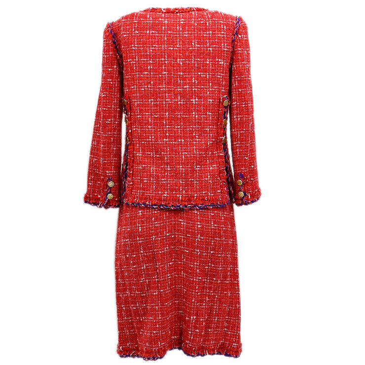 Chanel Setup Suit Jacket Skirt Red 06P #36