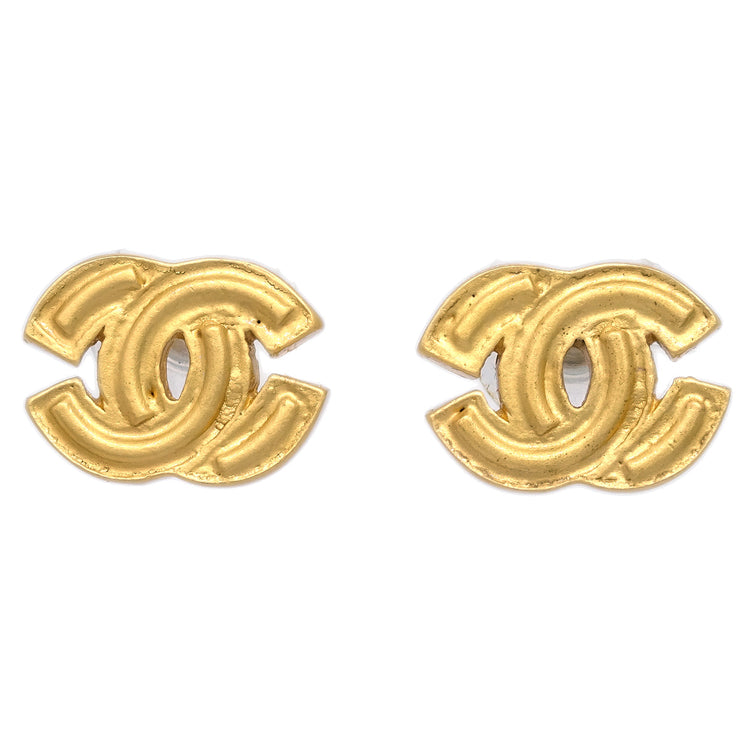 Chanel CC Piercing Earrings Gold 01P