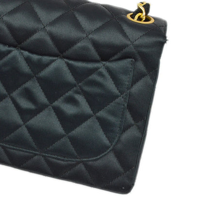Chanel 2006-2008 Black Satin Mini Classic Square Flap Shoulder Bag 17